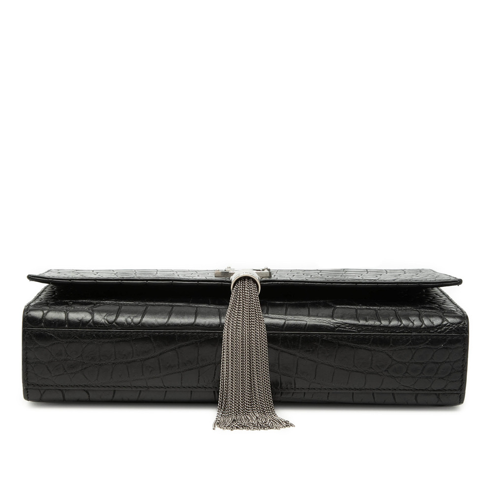 Pre-Loved Saint Laurent Medium Croc Embossed Leather Kate Tassel Crossbody - Picture 3 of 7